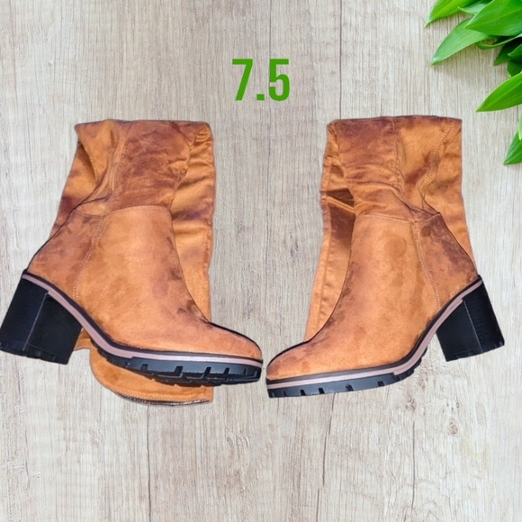 Coutgo Womens Lug Sole Over the Knee Boots Round  Platform Chunky Heel, 7.5 - Picture 3 of 11